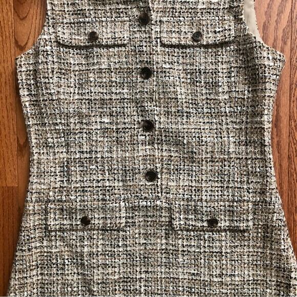 Theory Tweed Sleeveless Minidress Neutral Cream Tan Women’s Size 10 NWOT - Picture 5 of 14